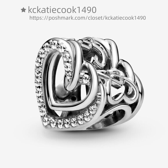 Pandora Sparkling Entwined Hearts Charm - Picture 2 of 6